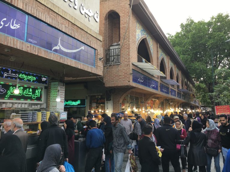 Busy commercial street of Tehran